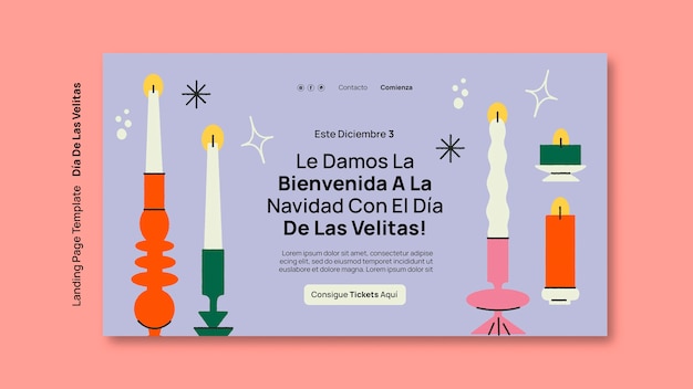 無料PSD dia de las velitas のお祝いランディング ページ