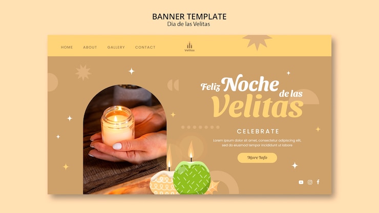 無料PSD dia de las velitas のお祝いランディング ページ