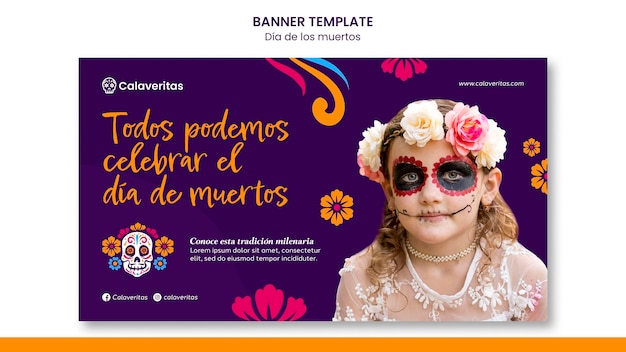 PSD gratuito modello di banner dia de los muertos