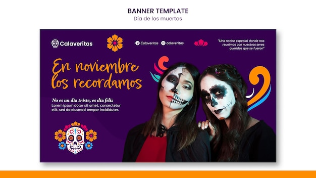 Free PSD dia de los muertos banner template