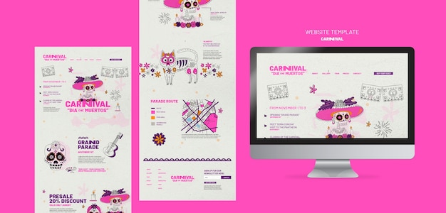 Free PSD dia de muertos carnival web template