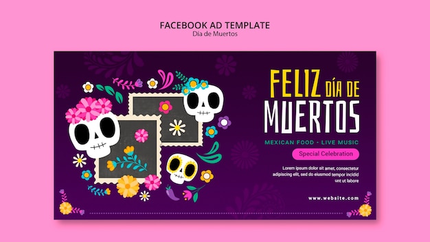 Free PSD dia de muertos celebration facebook template