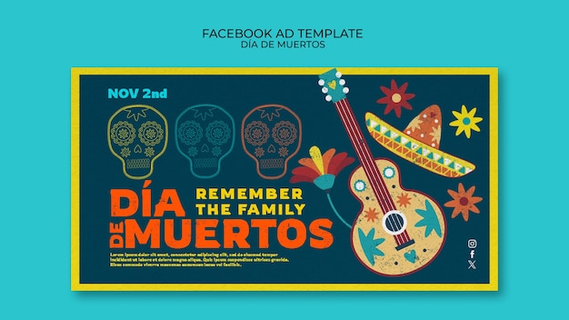 Бесплатный PSD Шаблон facebook для празднования dia de muertos