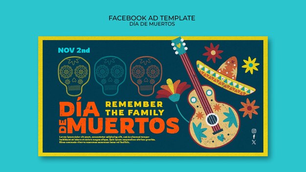 Dia de muertos celebration facebook template