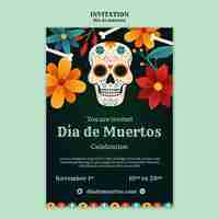 Free PSD dia de muertos celebration invitation template