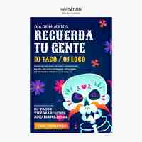 PSD gratuito modello di invito per la celebrazione di dia de muertos