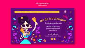 Free PSD dia de muertos celebration landing page template