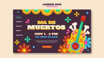 Free PSD dia de muertos celebration landing page