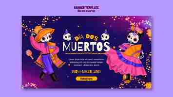 Free PSD dia de muertos celebration landing page