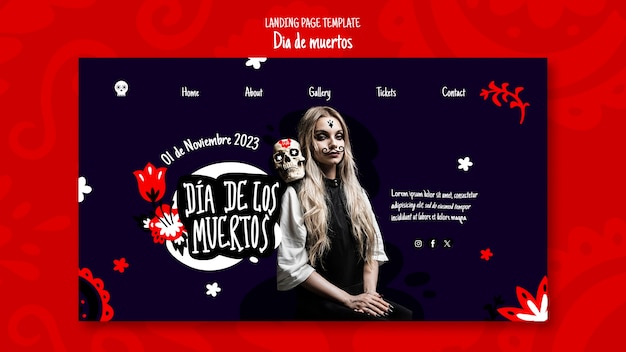 PSD gratuito pagina di destinazione della celebrazione di dia de muertos