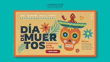 Free PSD dia de muertos celebration landing page