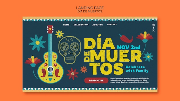 PSD gratuito pagina di destinazione della celebrazione del dia de muertos