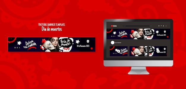 Dia de muertos celebration youtube banner