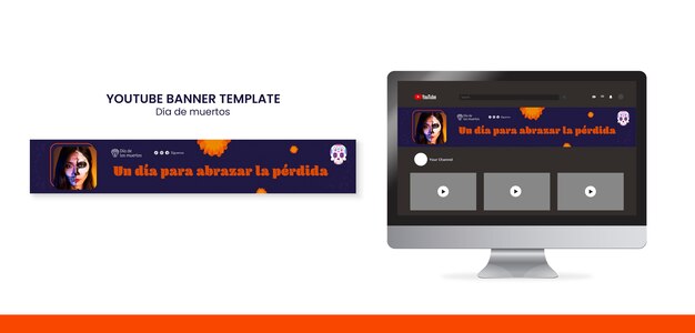 PSD gratuito banner di youtube per la celebrazione della giornata dei morti