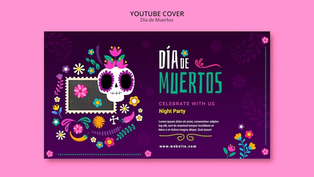 Free PSD dia de muertos celebration youtube cover