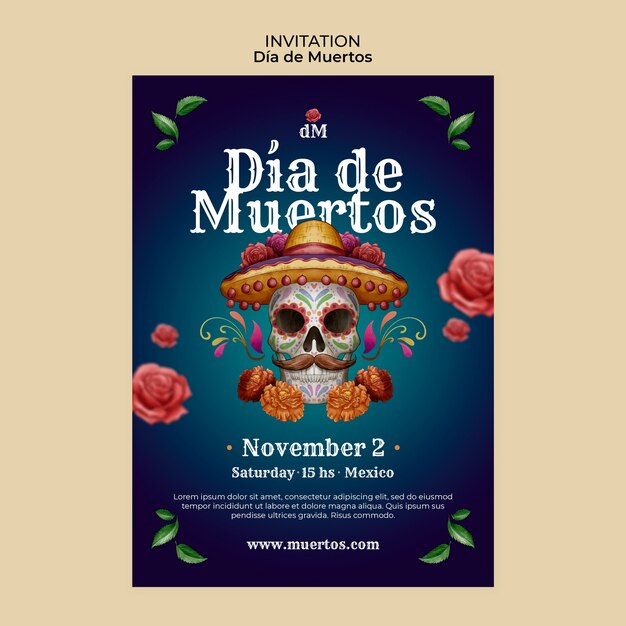 Dia de muertos invitation template