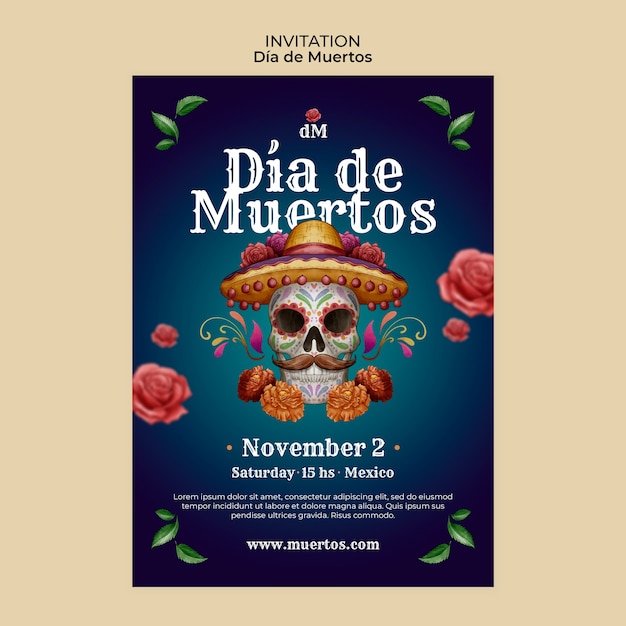 Шаблон приглашения dia de muertos