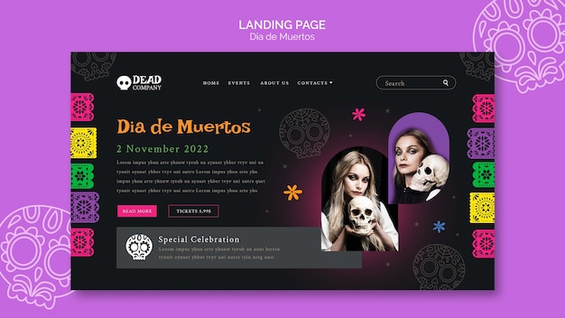 Dia de muertos ランディング ページ テンプレート