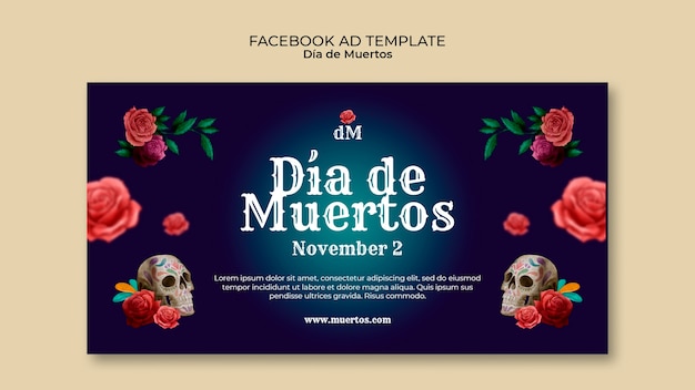 Free PSD dia de muertos social media promo template