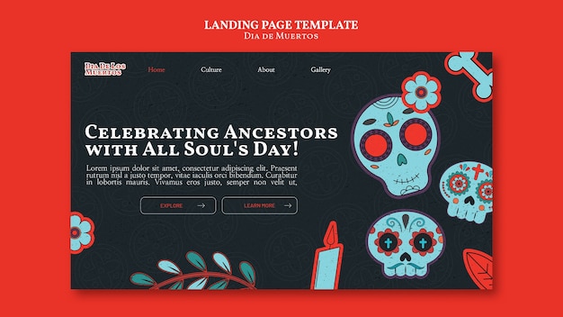 PSD gratuito modello di progettazione del dia de muertos