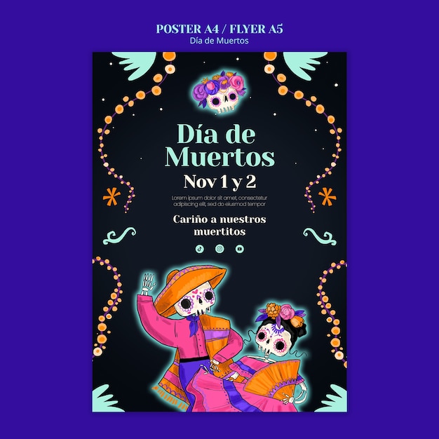 Modello di progettazione del dia de muertos