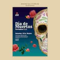 PSD gratuito modello di poster verticale dia de muertos