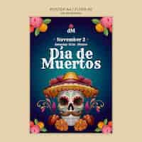 Free PSD dia de muertos vertical poster template