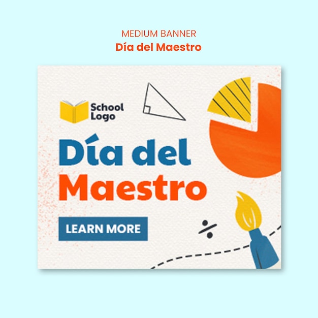 Free PSD día del maestro celebration banner template