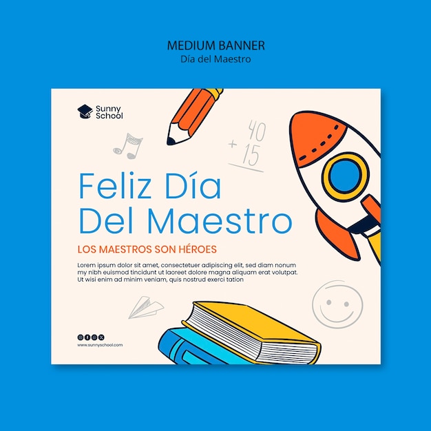 Día del maestro celebration banner template