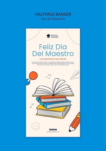 Free PSD día del maestro celebration banner template