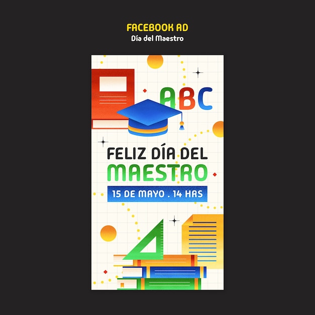 Free PSD dia del maestro celebration facebook template