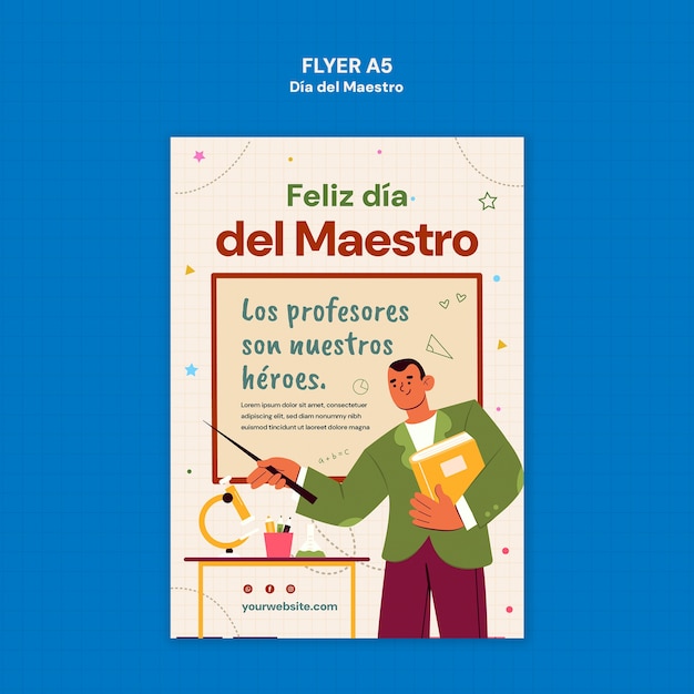 Free PSD día del maestro celebration  poster template