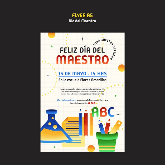 Free PSD dia del maestro celebration poster template