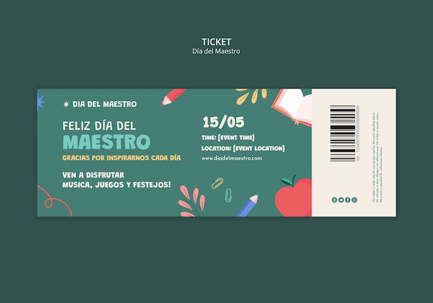 Día del maestro celebration ticket  template