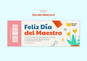 Free PSD día del maestro celebration ticket  template