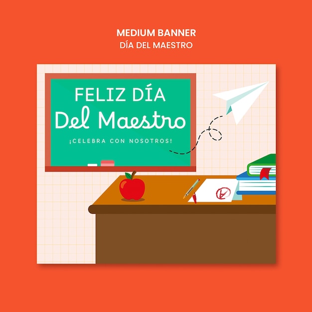 Free PSD dia del maestro template design