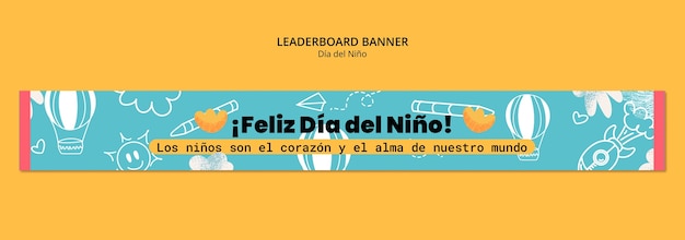 Free PSD dia del nino celebration banner template