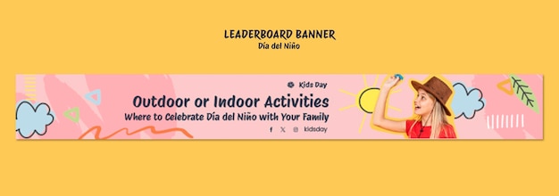 Free PSD dia del nino celebration banner template