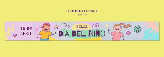 Dia del nino celebration banner template