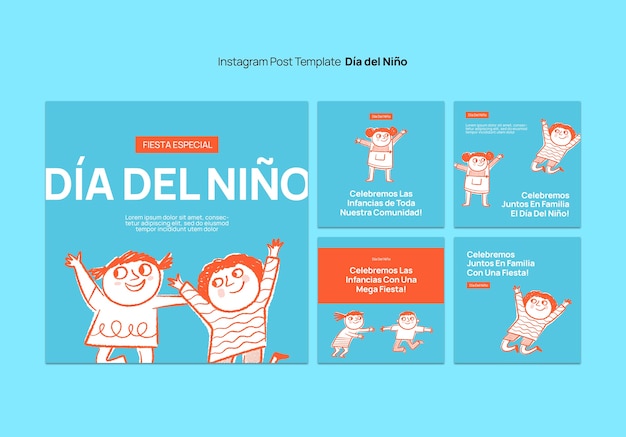 Free PSD dia del nino celebration  instagram posts