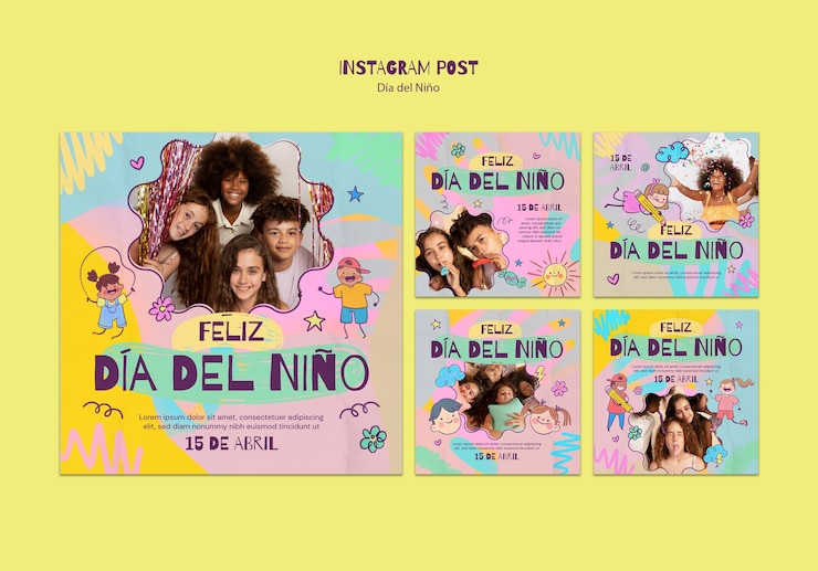 Free PSD dia del nino celebration  instagram posts