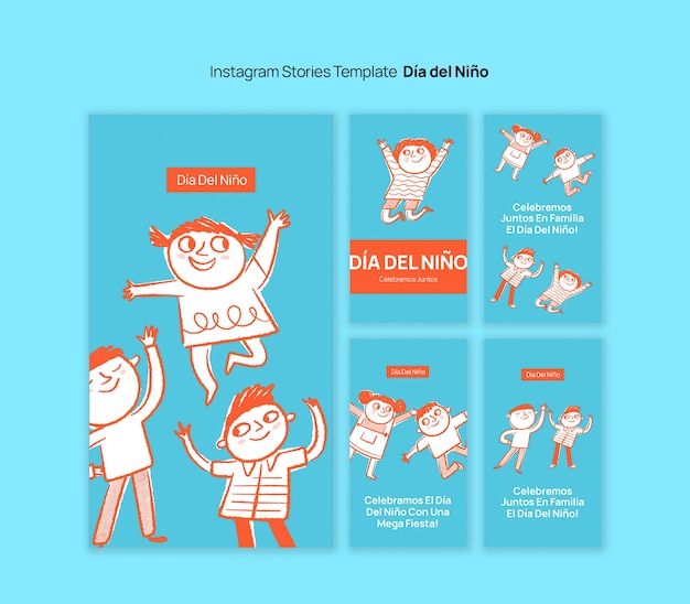 Free PSD dia del nino celebration instagram stories