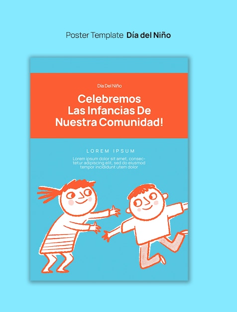 Free PSD dia del nino celebration poster template