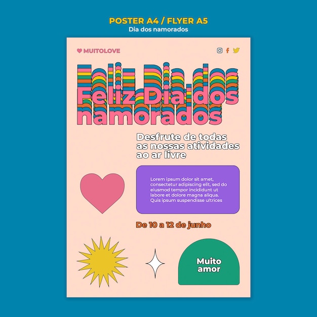 Free PSD dia dos namorados celebration poster