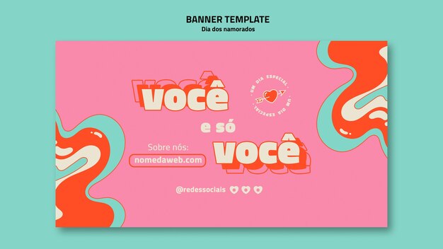 Dia dos namorados horizontal banner template