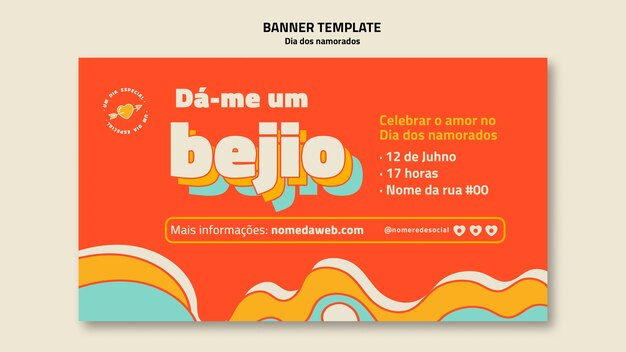 Dia dos namorados horizontal banner template