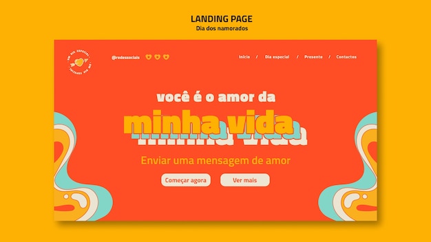 Free PSD dia dos namorados landing page template