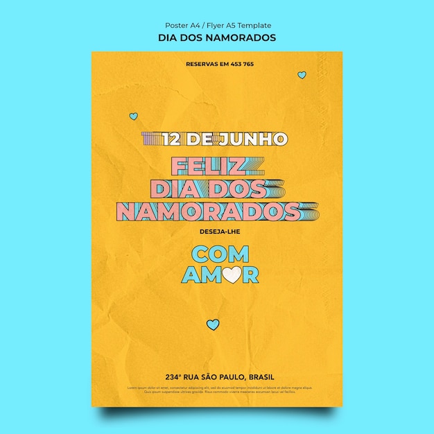 Free PSD dia dos namorados poster design template