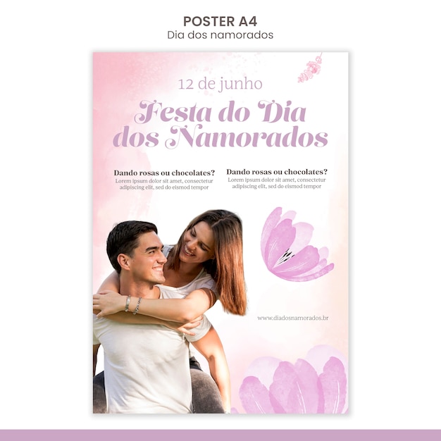 Free PSD dia dos namorados poster design template