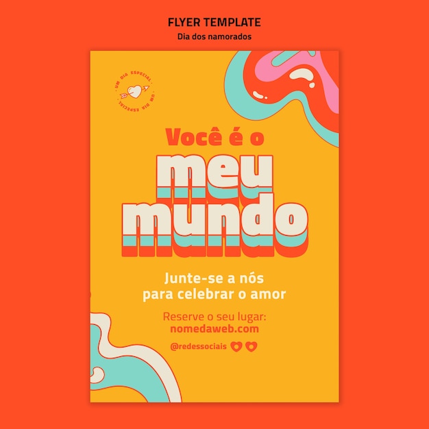 Free PSD dia dos namorados vertical flyer template